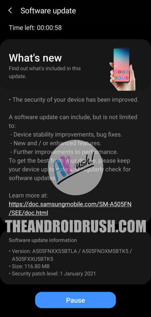 Samsung Galaxy A50 January 2021 Update Screenshot - The Android Rush