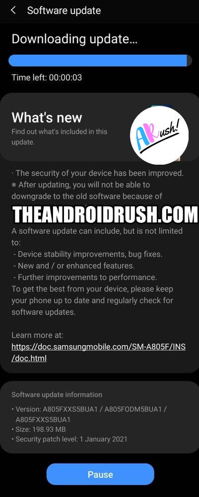 Samsung Galaxy A80 January 2021 Security Update Screenshot - TheAndroidRush.Com