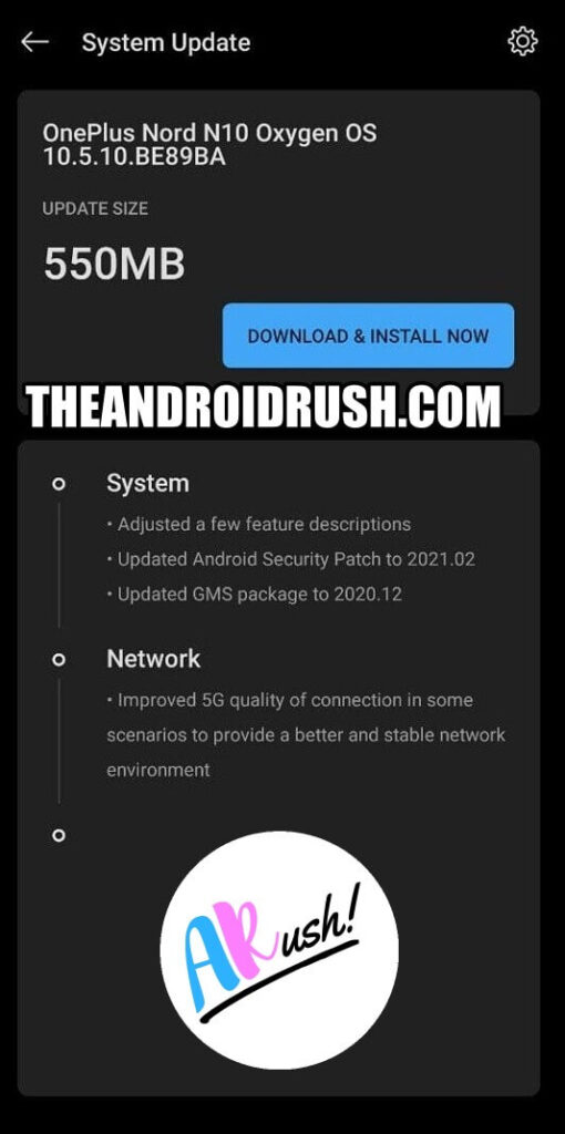 OnePlus Nord N10 OxygenOS 10.5.10 Update Screenshot - TheAndroidRush.Com