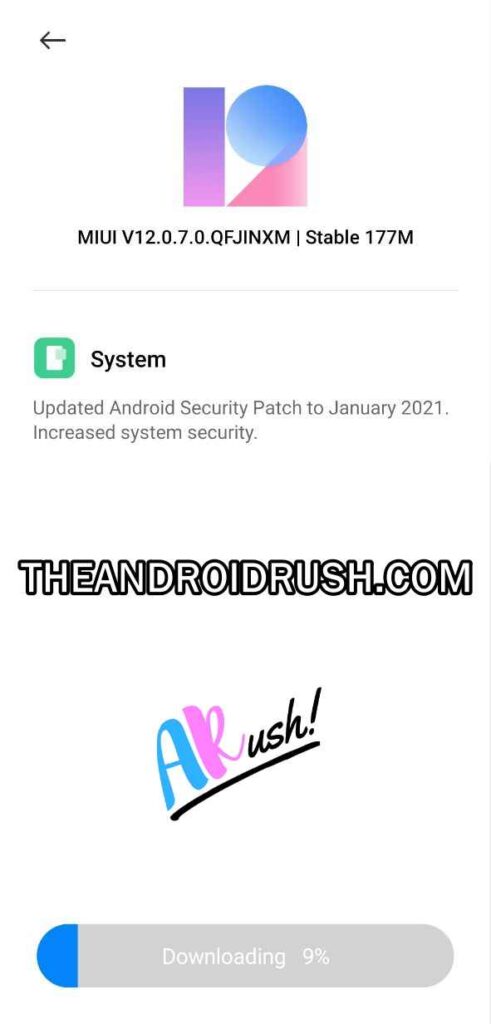 Xiaomi Redmi K20 January 2021 Security Update Screenshot - The Android Rush