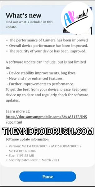 Samsung Galaxy M31 March 2021 Security Update Released With One UI 3.1 Firmware - The Android Rush