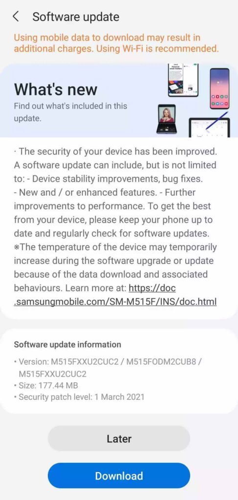Samsung Galaxy M51 March 2021 Security Update Screenshot - The Android Rush