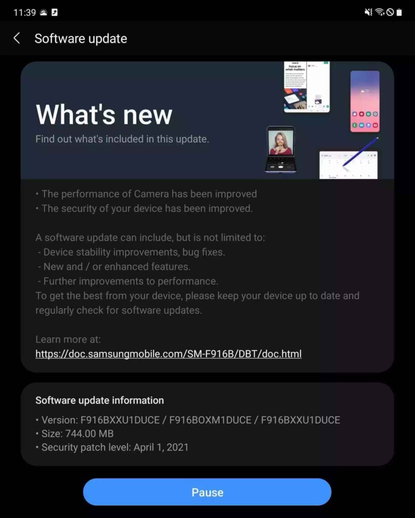 Samsung Galaxy Z Fold 2 April 2021 Security Update Screenshot - The Android Rush