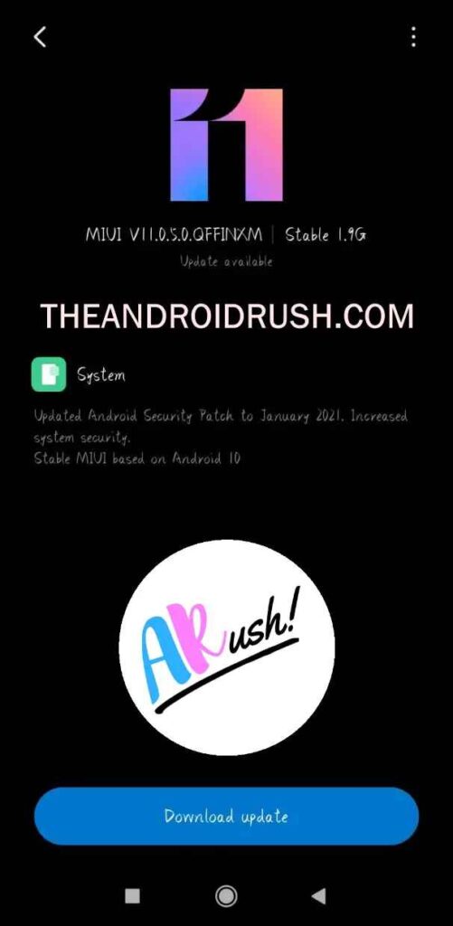Xiaomi Redmi Y3 January 2021 Security Update Screenshot - The Android Rush
