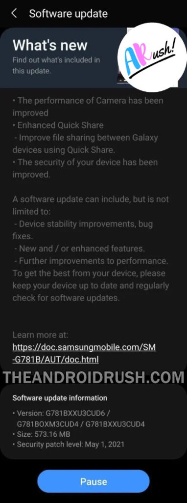 Galaxy S20 FE May 2021 Security Update Screenshot - The Android Rush