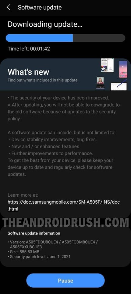 Samsung Galaxy A50 June 2021 Security Update Screenshot - The Android Rush