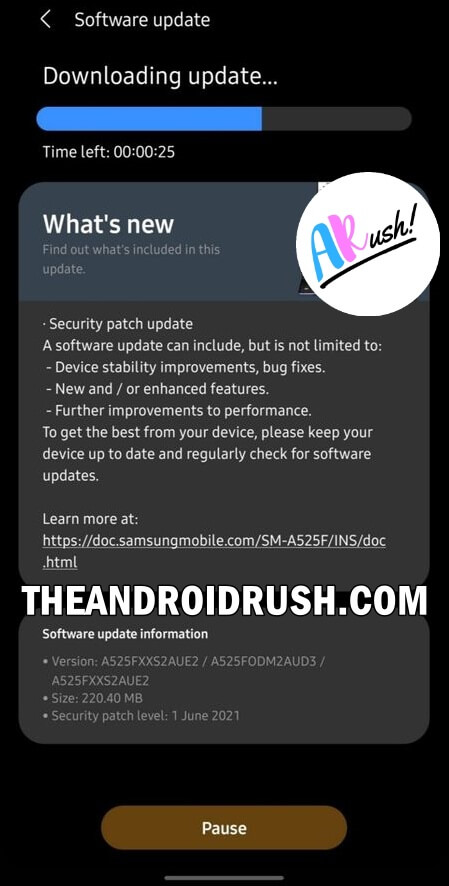 Samsung Galaxy A52 June 2021 Security Update Screenshot - The Android Rush