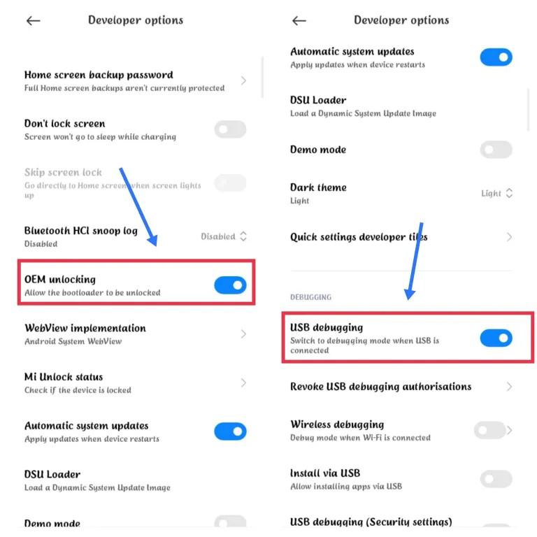 OEM Unlocking and USB debugging